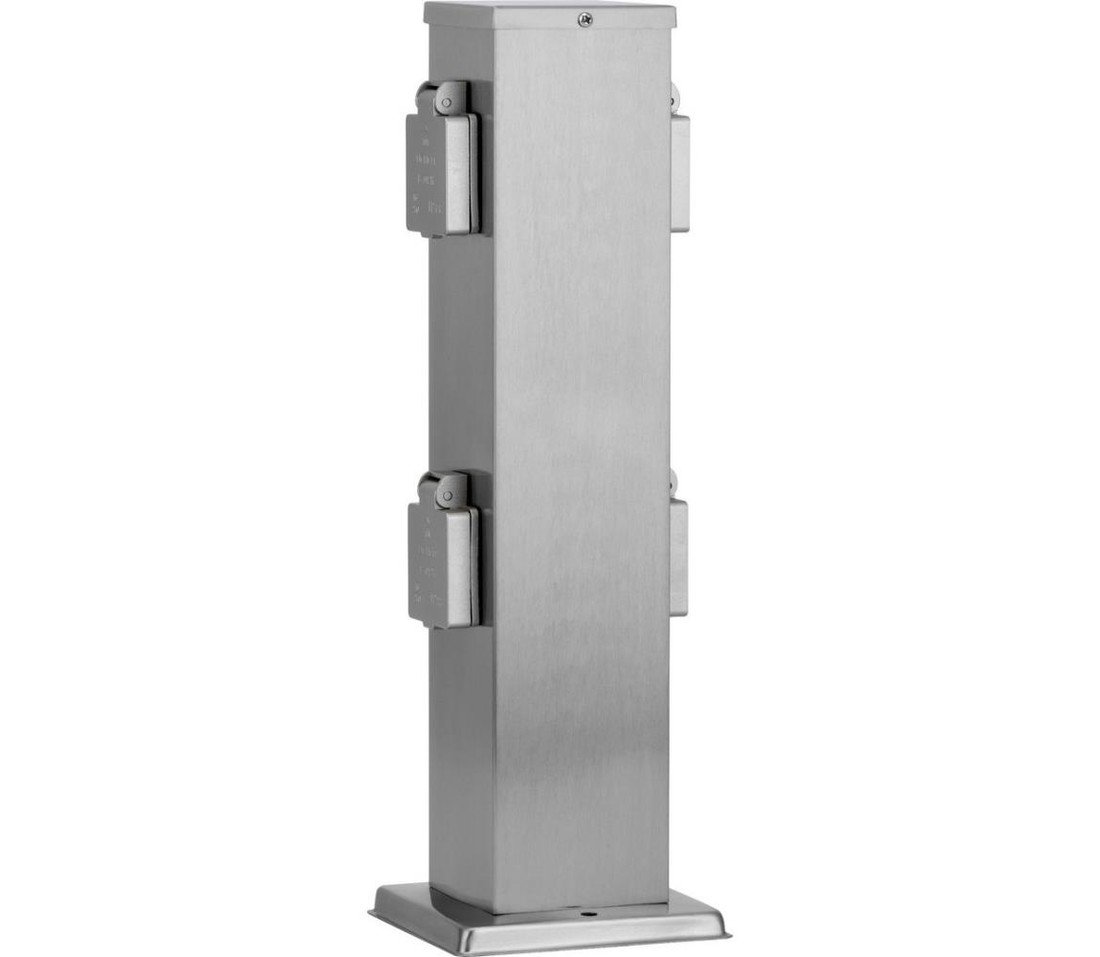 Venkovní zásuvkový sloupek 4Z 230V matný chrom IP44