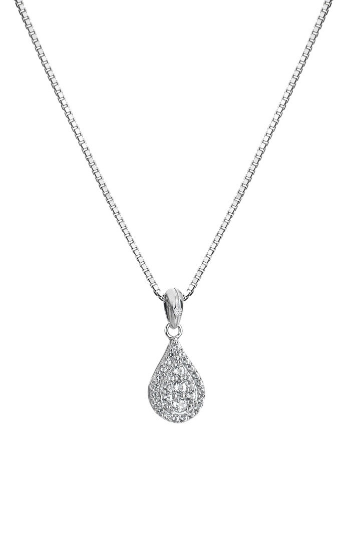 Hot Diamonds Elegantní stříbrný náhrdelník s diamantem a topazy Glimmer DP913 (řetízek, přívěsek)