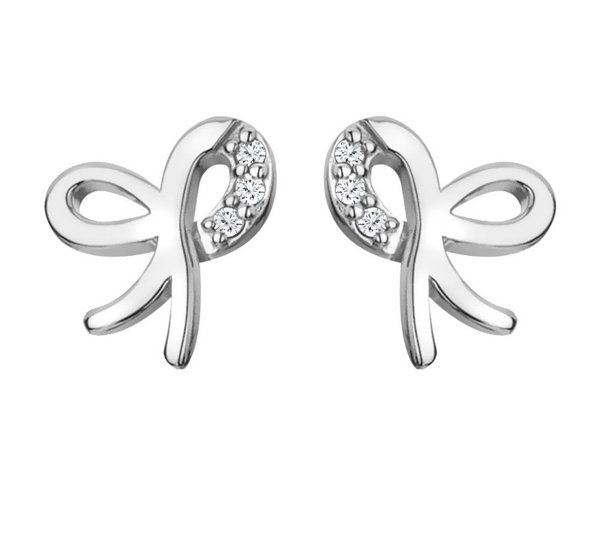 Hot Diamonds Krásné stříbrné náušnice s diamanty Mašle Much Loved DE730