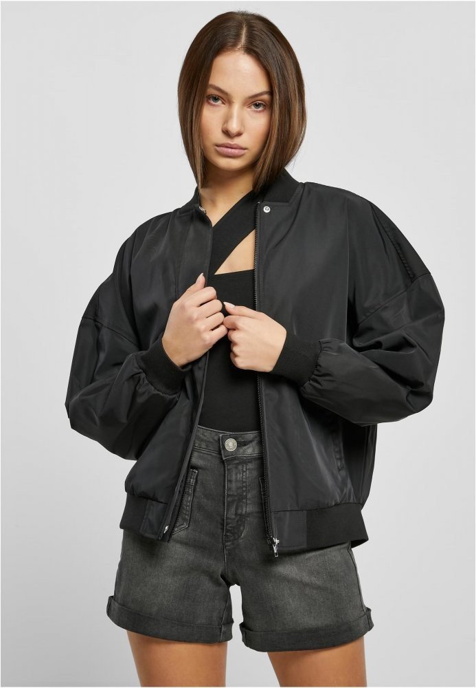 Ladies Recycled Oversized Light Bomber Jacket - black 3XL