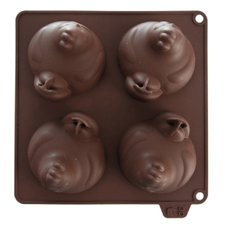 ORION Silikonová forma hnědá 4 slepičky