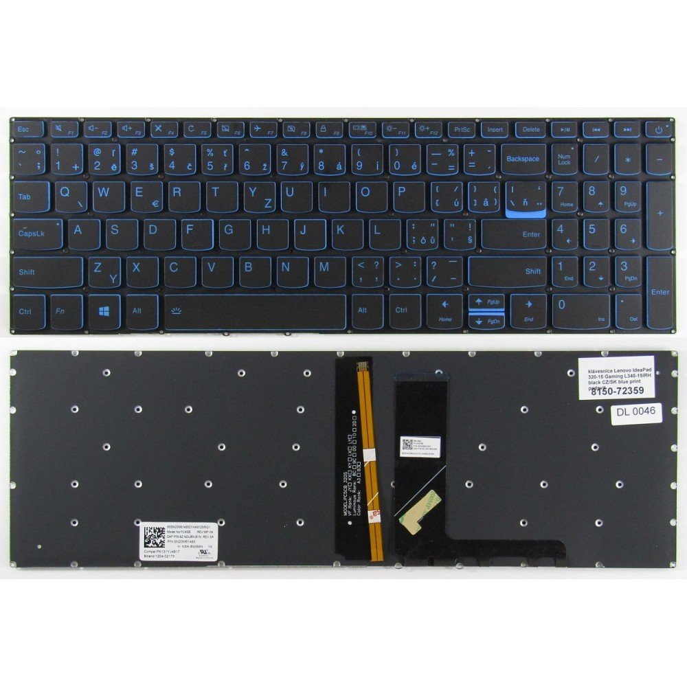 česká klávesnice Lenovo IdeaPad Gaming L340-15IRH CZ/SK - no frame, modrá/černá s podsvitem