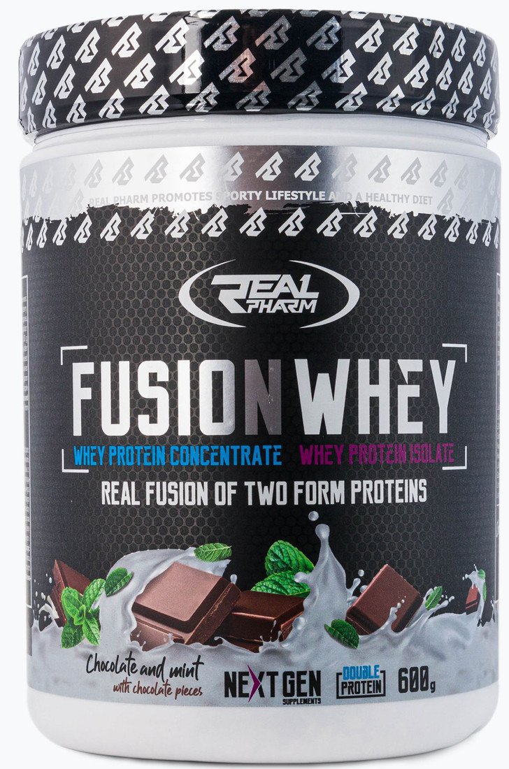 100% Syrovátkový protein Real Pharm Fusion Whey - balení 600g - RP0016 Příchuť: čokoláda/máta