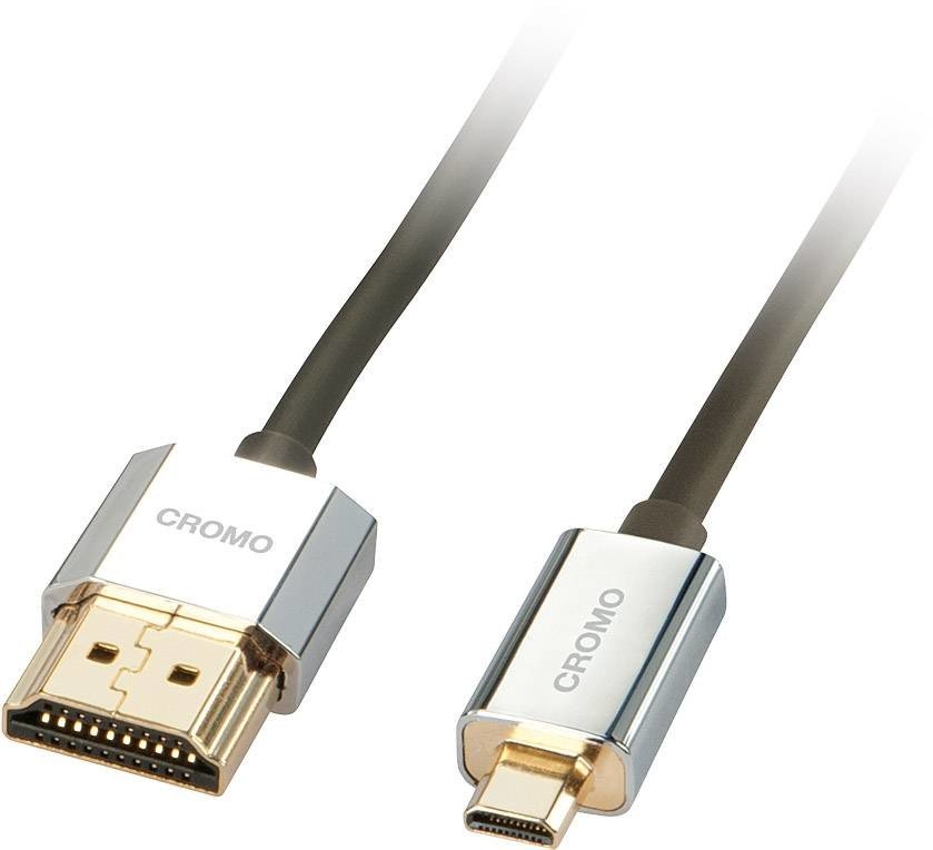 LINDY HDMI kabel Zástrčka HDMI-A, Zástrčka HDMI Micro-D 2.00 m černá 41682  HDMI kabel