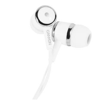 CANYON Stereo sluchátka EPM-1 s mikrofonem, špunty do uší, bílá