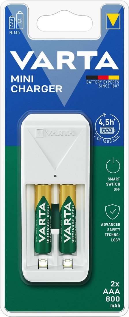 Varta Nabíječka MINI CHARGER + 2 AAA 800 mAh, 57656201421