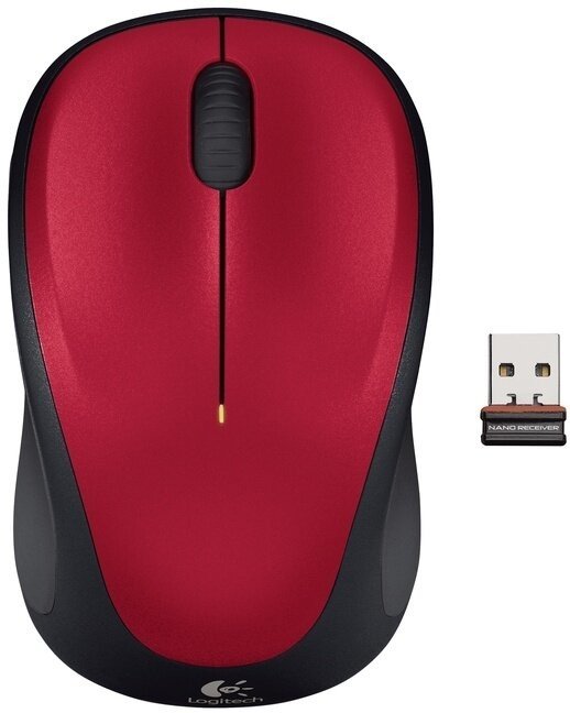 Logitech myš Wireless Mouse M235 Red, 2,4 Ghz, podpora unifying, červená barva