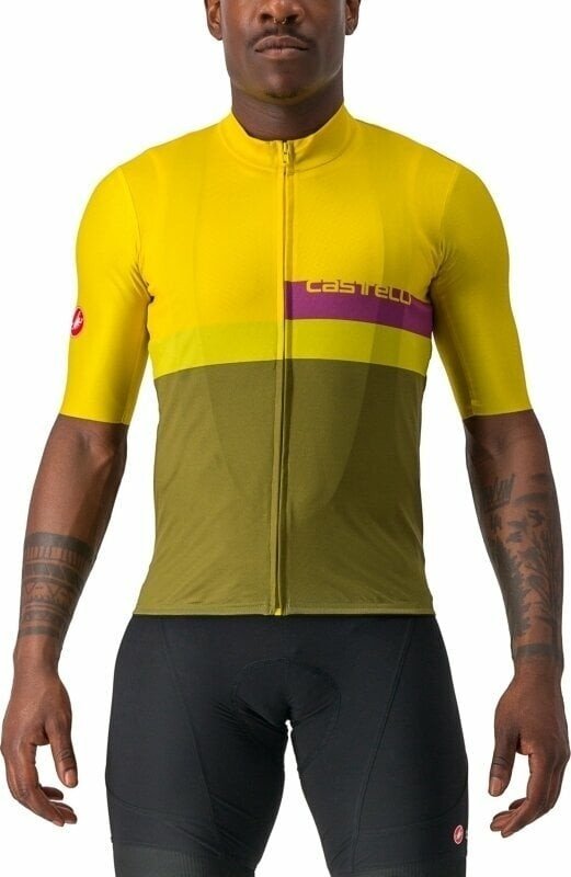 Castelli A Blocco Jersey Passion Fruit/Amethist/Green Apple/Avocado Green M