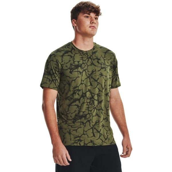 Under Armour UA RUSH ENERGY PRINT SS Pánské funkční triko, tmavě zelená, velikost XL