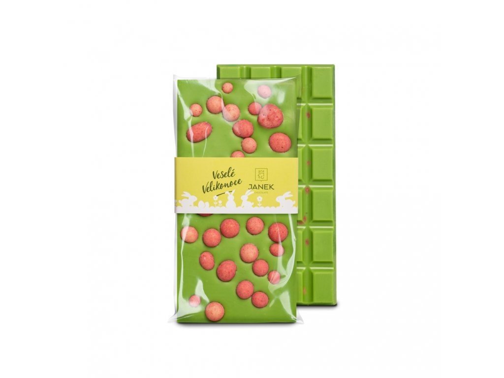 Janek Zelená velikonoční čokoláda s malinami 105 g