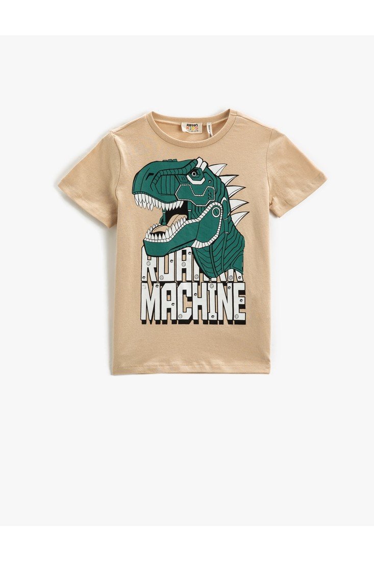 Koton Dinosaur Printed Short Sleeve T-Shirt Crew Neck