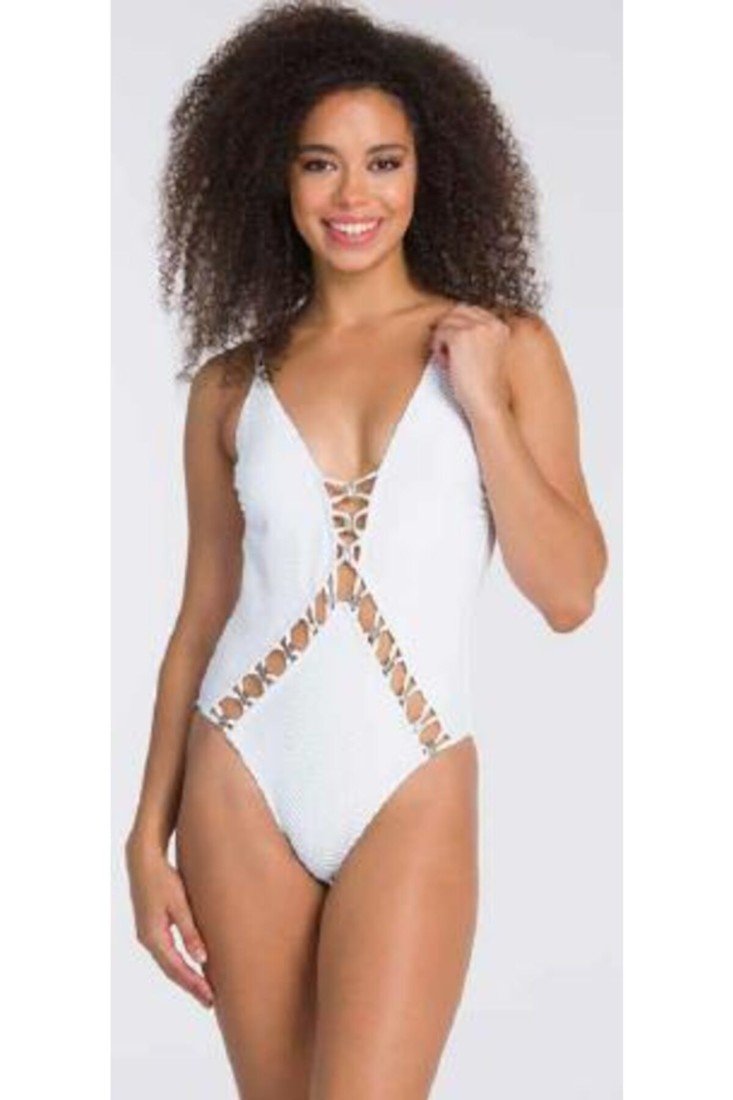 Dagi Swimsuit - White - Ethnic pattern