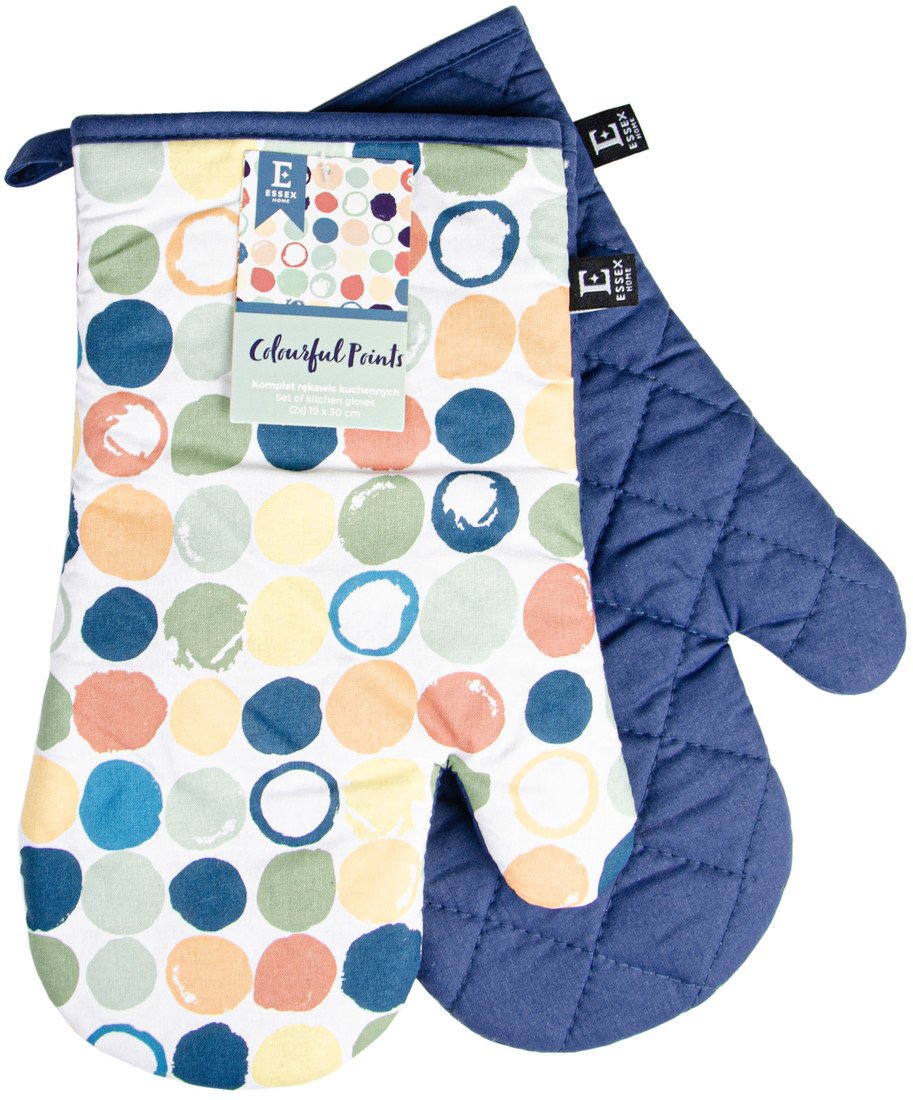Kuchyňské bavlněné rukavice - chňapky COLORFUL POINTS 100% bavlna 19x30 cm Essex