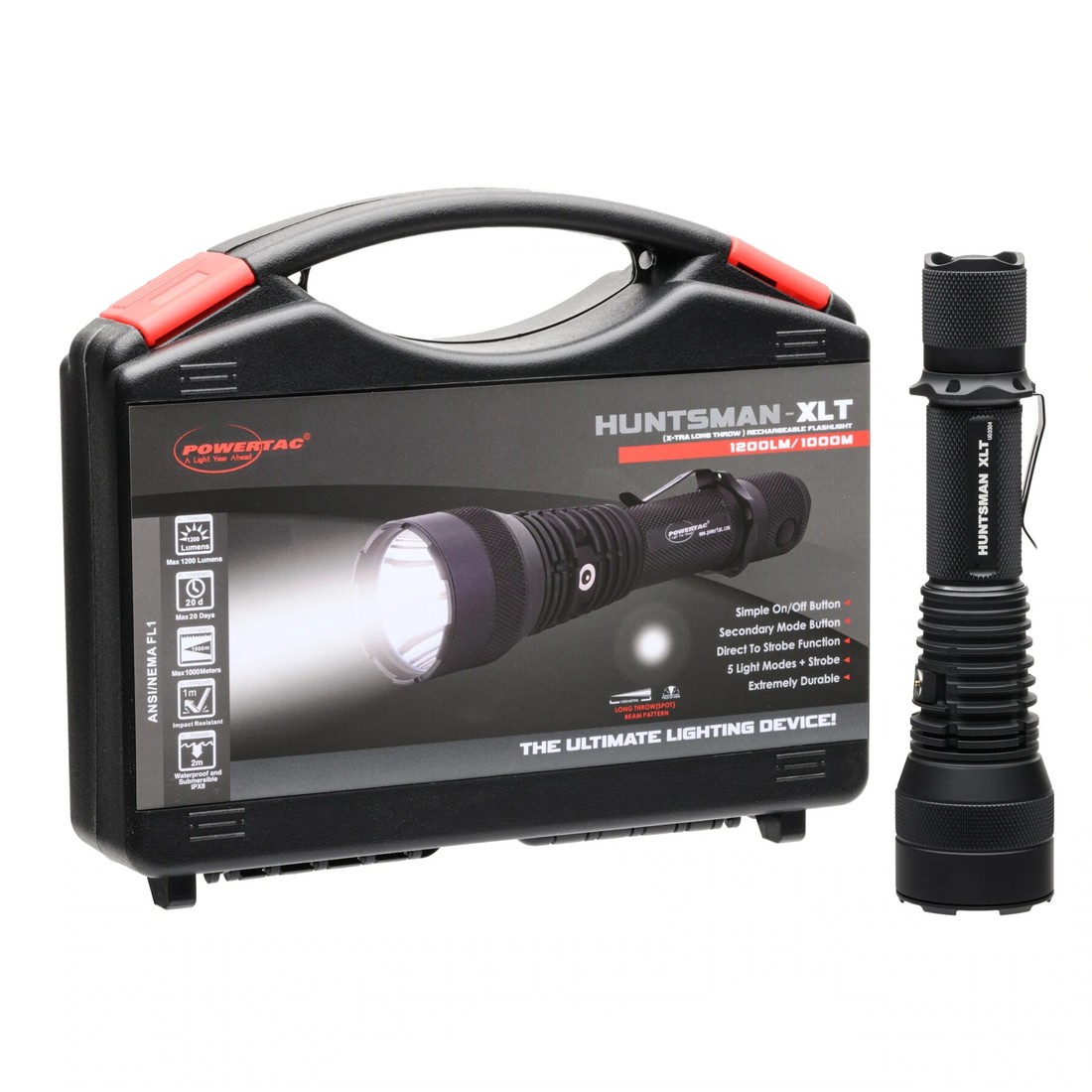 Svítilna Huntsman XLT / 1200 lm Powertac® – Černá (Barva: Černá)