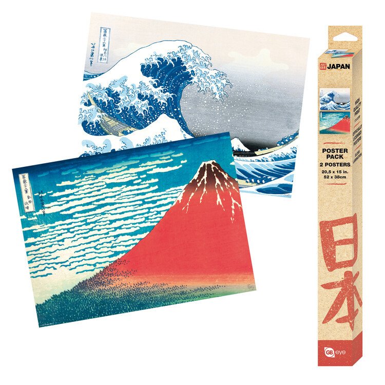 GB EYE Dárkový set Hokusai - Red Fuji & Wave