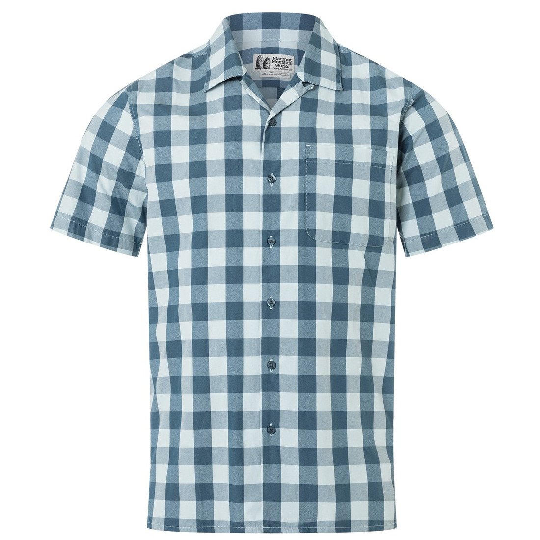 Pánská košile Marmot Muir Camp Novelty SS Velikost: M / Barva: modrá/bíla