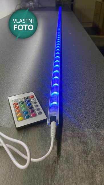 LED profil s barevným RGB LED páskem 14,4W 2m 230V LED zdroj a ovladač je součástí, samolepící hliníkový profil