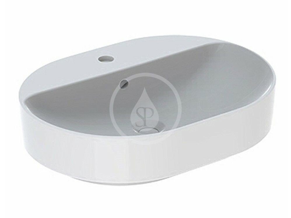 GEBERIT VariForm Umyvadlo na desku 600x450 mm, s přepadem, otvor pro baterii, bílá 500.777.01.2