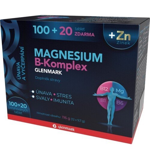 Magnesium B-komplex Glenmark Tbl.100+20