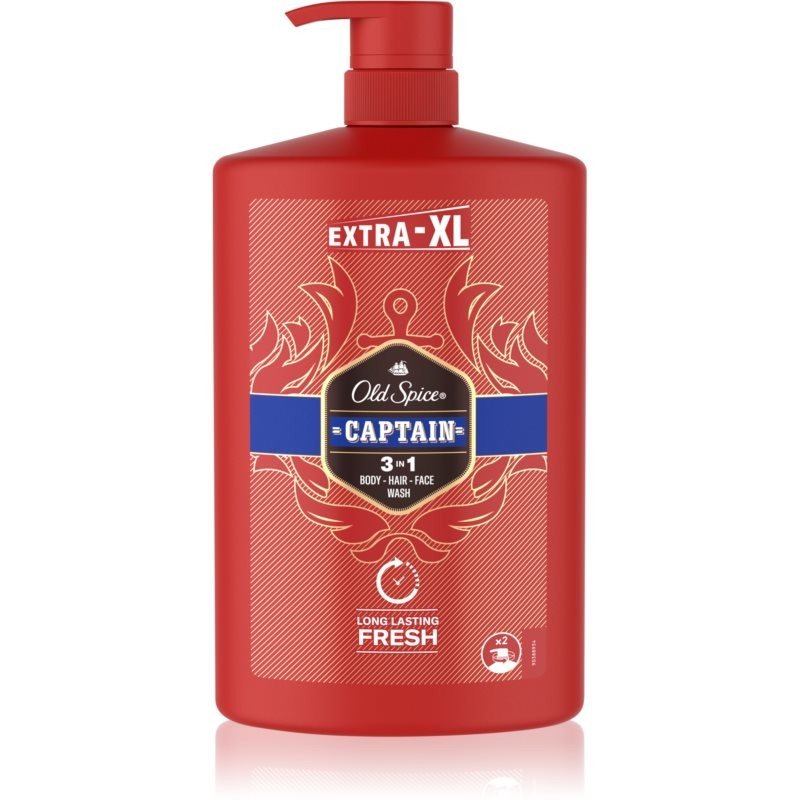 Old Spice Captain Sprchový Gel & Šampon pro muže, 1000 ml, 3-in-1, Long-lasting Fresh