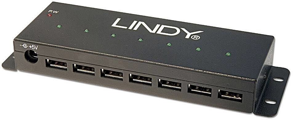 LINDY LINDY USB 2.0 Metall Hub 7 Port 7 portů USB 2.0 hub  černá