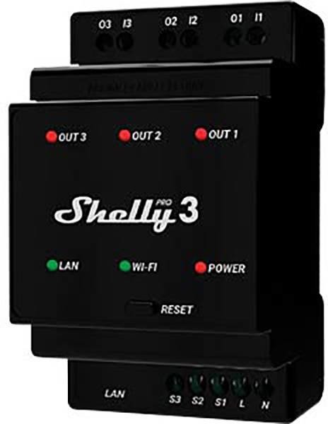 Shelly Pro 3  spínač pohonu  Wi-Fi, Bluetooth