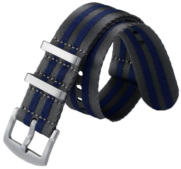 Řemínek NATO Sports proužky, modro-šedý 22 mm