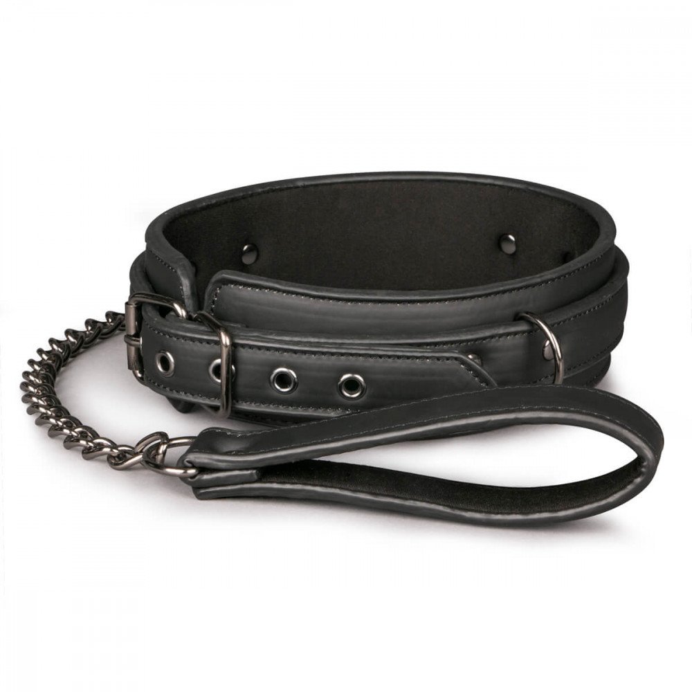 Easytoys - fetish collar with leash (black)