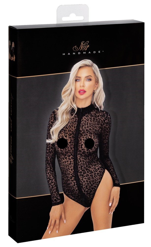 Noir - Leopard Print Sheer Bodysuit (Black)