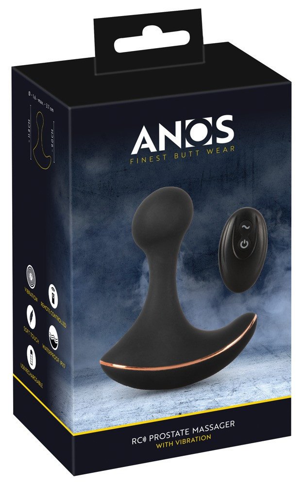 ANOS - rechargeable, radio, waterproof anal vibrator (black)