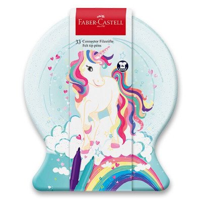 Dětské Fixy Faber-Castell Connector Unicorn, sněhová koule - 33 ks