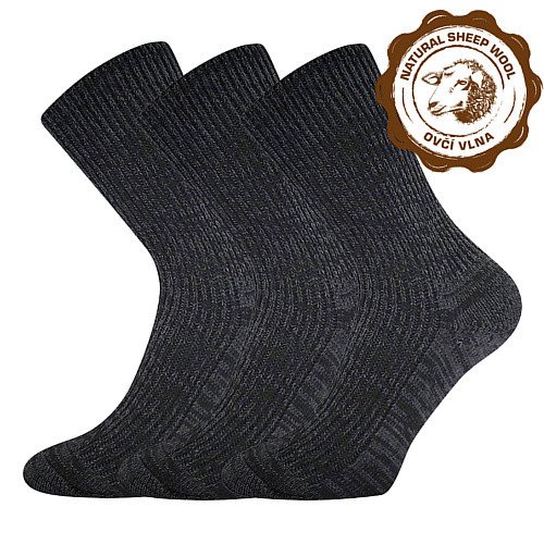 BOMA ponožky Říp černý melír 3 pár 35-37 103351