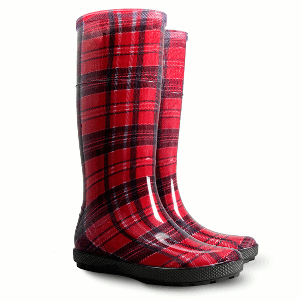 Dámské holínky DEMAR HAWAI LADY PRINT 0076 AD červená kostka 36 0076AD_36