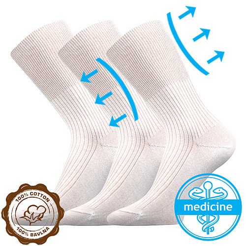 LONKA ponožky Zdravan bílá 3 pár 35-37 109568