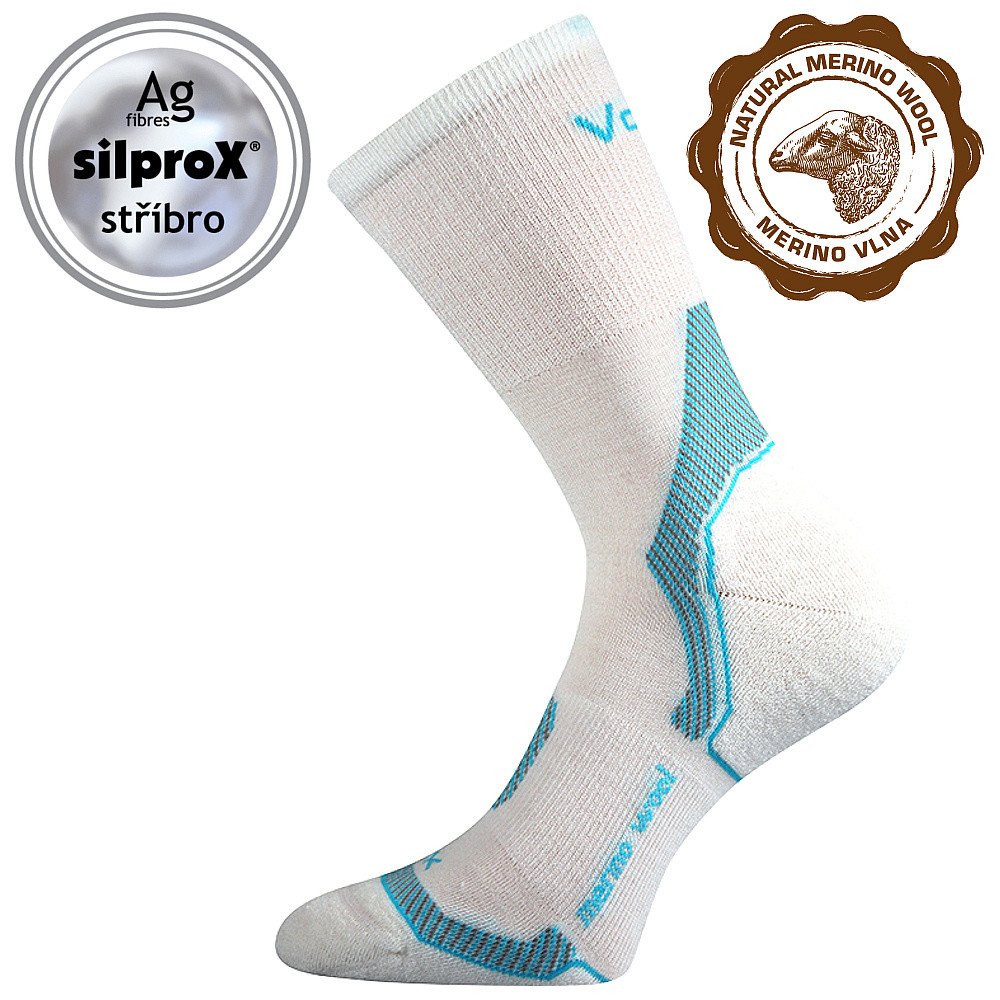 Ponožky unisex vlněné Voxx Indy - bílé-modré, 35-38