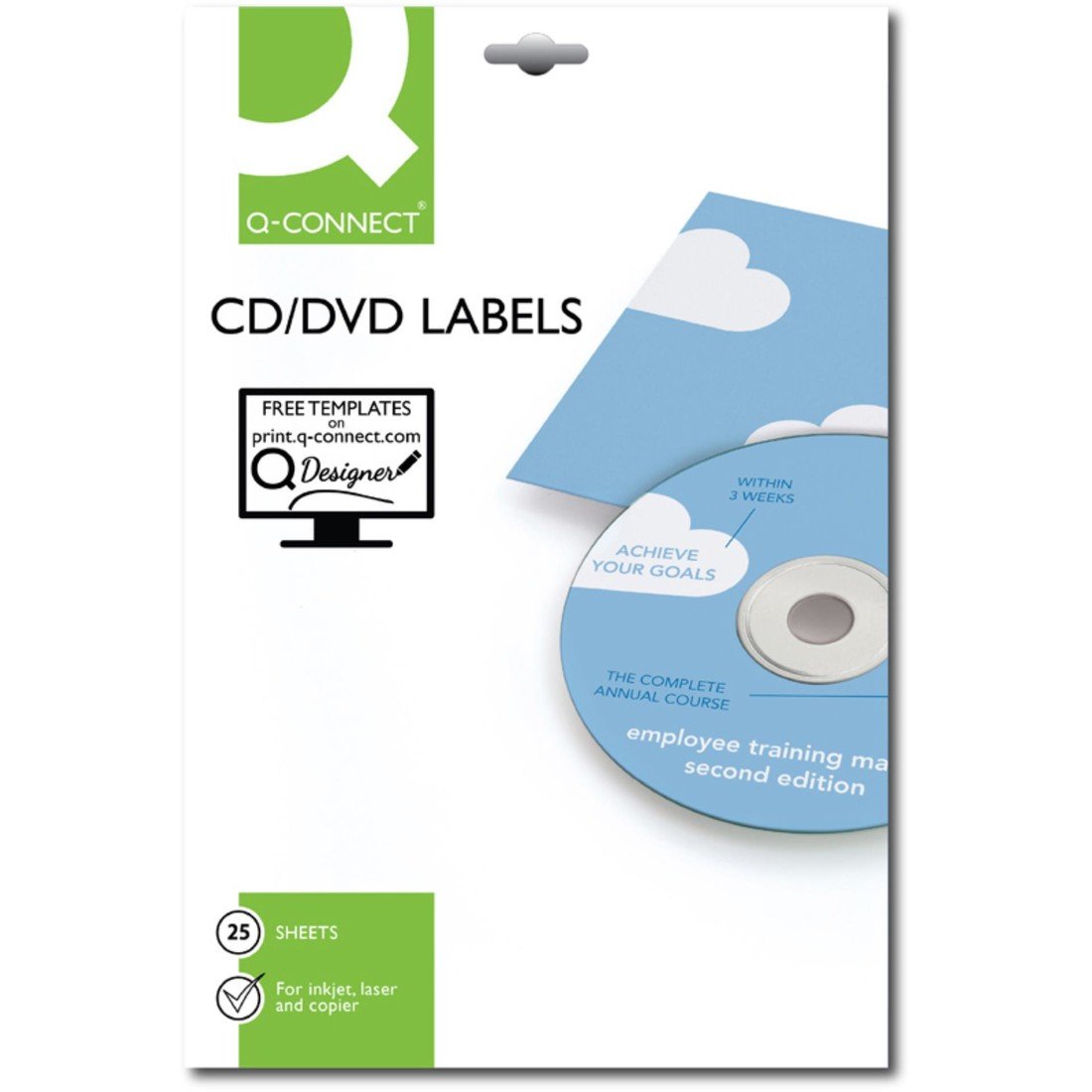 Etikety na CD/DVD Q-Connect - 117 mm, 2 x 25 ks, bílé