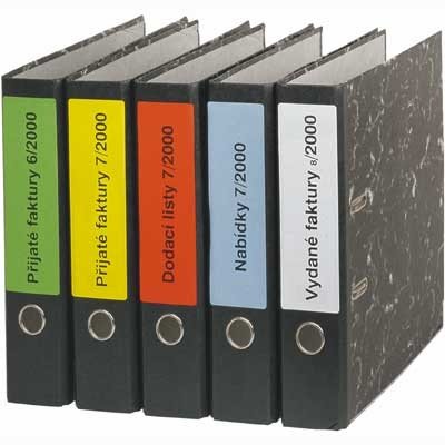 Samolepicí etikety na pořadače SK Label - mix barev, 192 x 61 mm, 400 ks