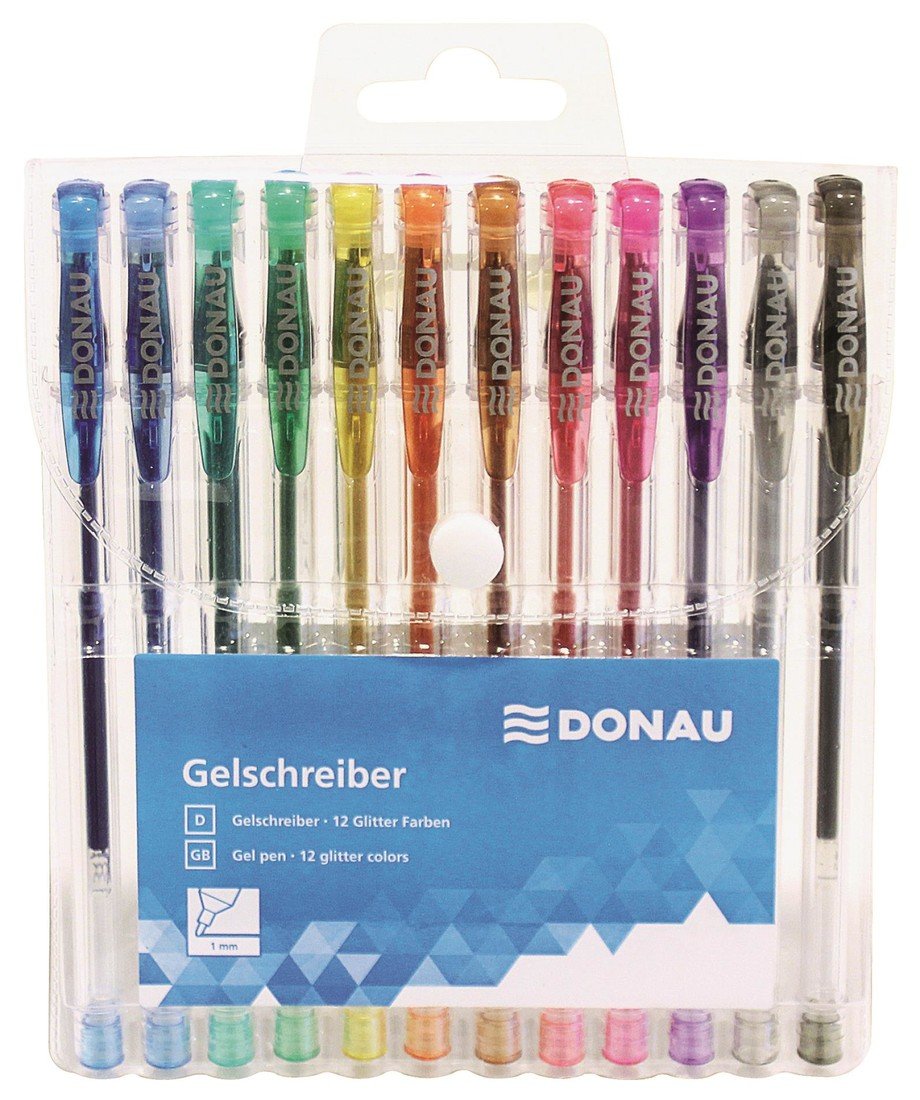 Gelový roller Donau, sada třpytivých barev, 12 ks