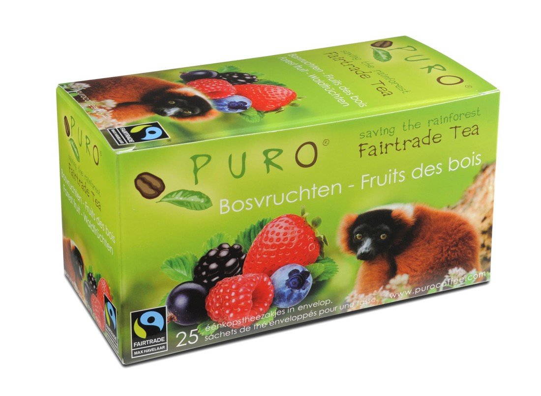 Černý čaj Puro - jahoda, Fairtrade, 25x 2 g