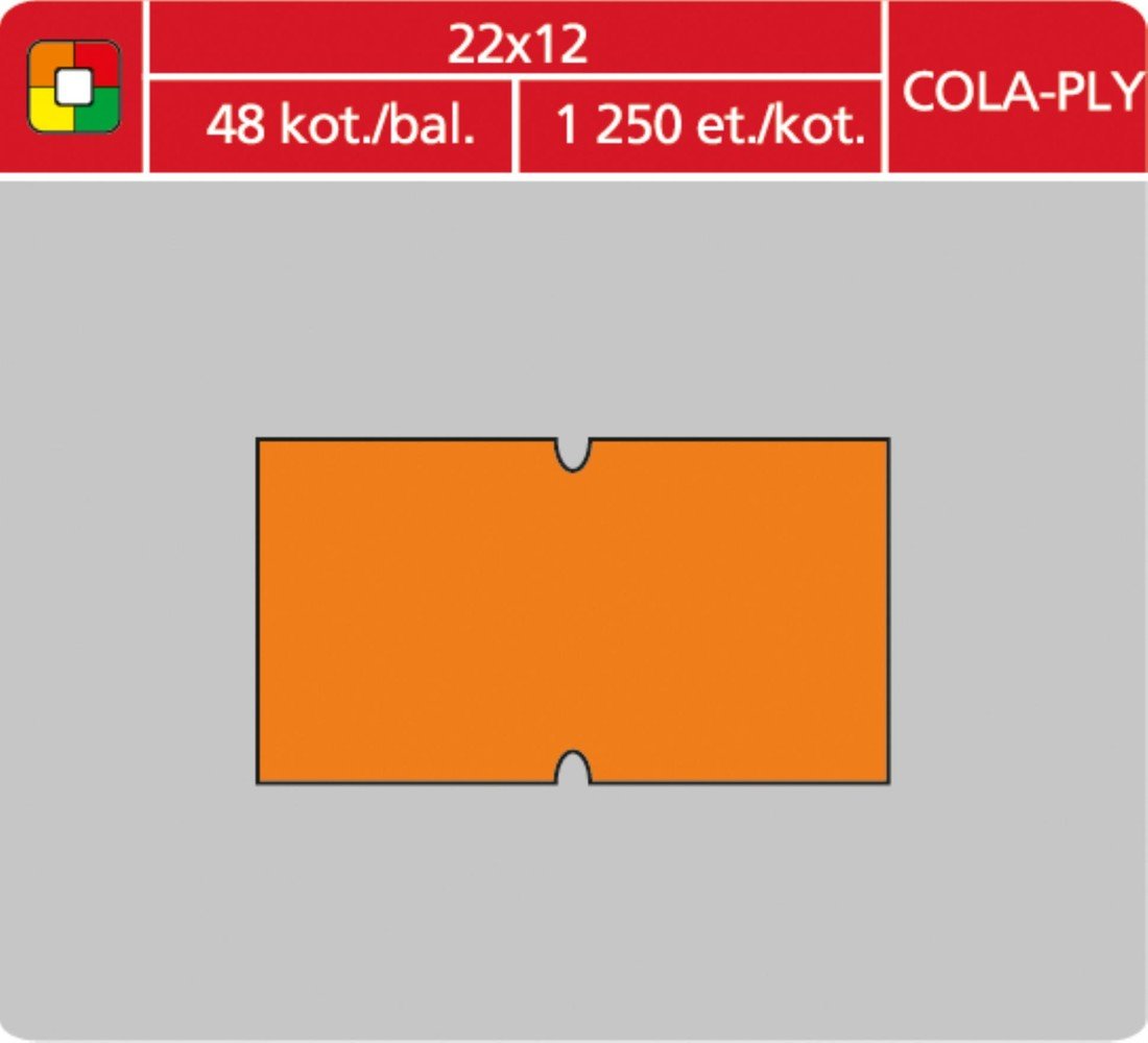 SK Label Cenové etikety COLAPLY - 22x12, 1250 ks, oranžové