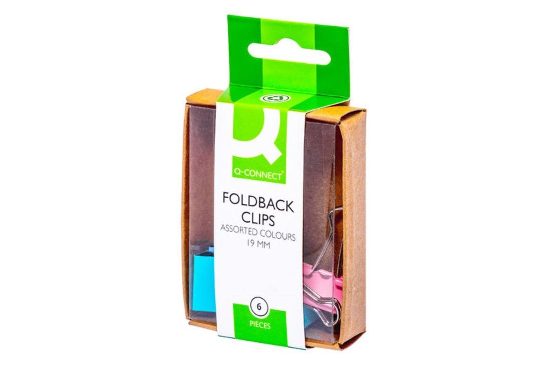 Kovové klipy Q-Connect - 19 mm, mix barev, 6 ks