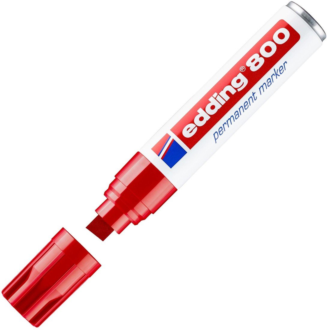 Permanentní popisovač Edding 800 - zkosený hrot, červený