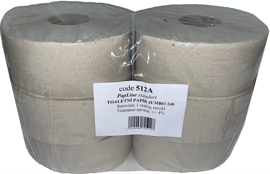 Toaletní papír Jumbo, jednovrstvý, 6 rolí