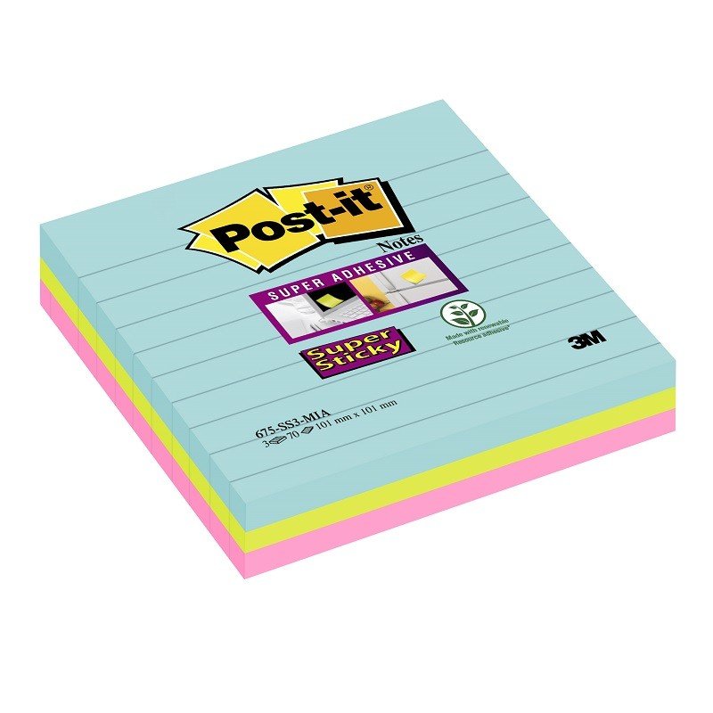 Bločky Post-it Super Sticky Miami 101,0 x 101,0 mm