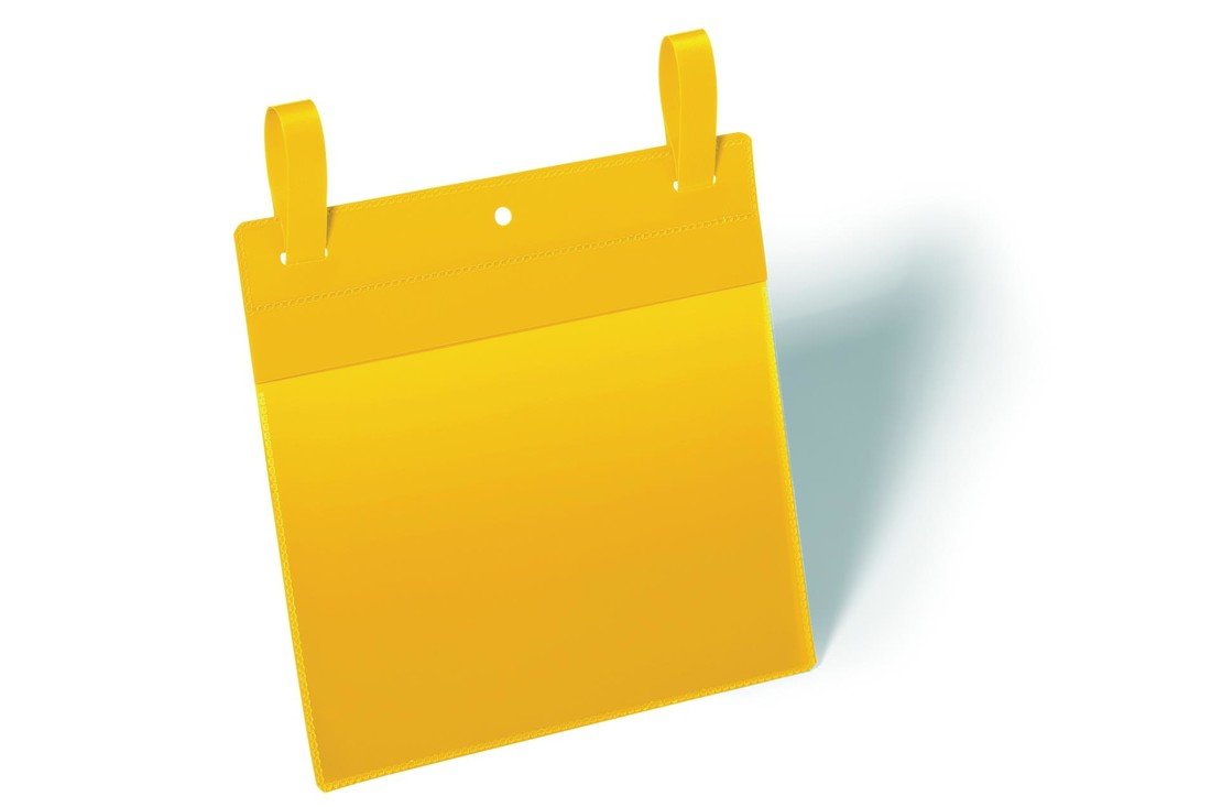 Durable Logistické závěsné kapsy s upínacími popruhy - A5, na šířku, žluté, 50 ks