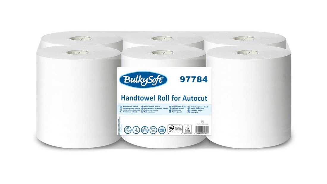 BulkySoft Ručník v roli autocut - 1 vrstvý, bílý, 6 rolí