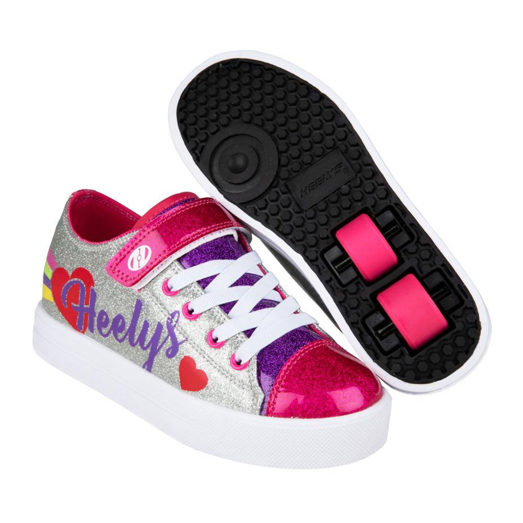 Heelys - Snazzy X2 - Silver/Rainbow/Heart - koloboty Velikost boty: 31