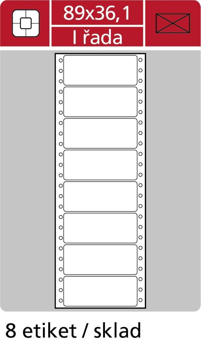 Samolepicí tabelační etikety SK Label - jednořadé, 89,0 x 36,1mm, 4 000 ks