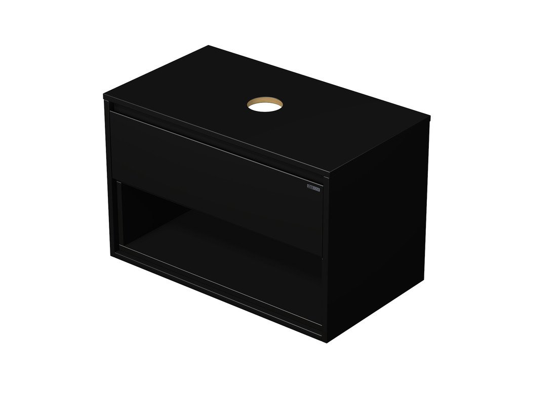 Emmy Design EMMY 100 cm černá/černá s jednou zásuvkou a otevřenou nikou, pro umyvadla na desku (A3686/A3686)