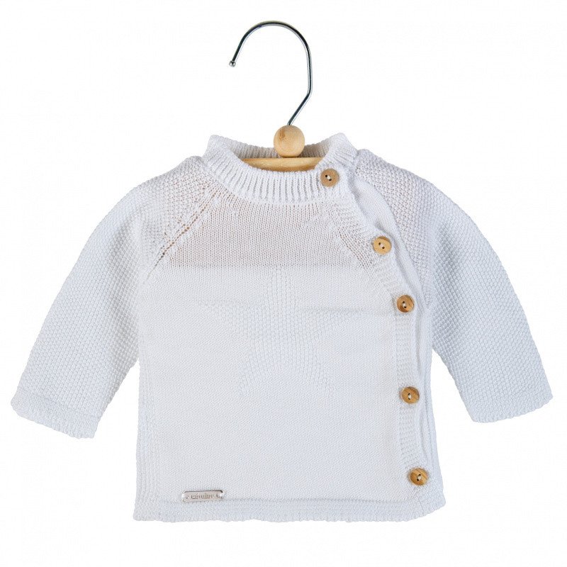 Cóndor Condor dětský pletený svetr s hvězdou - bílá  99-55012469 Velikost: 000 / 0 - 3 měsíce